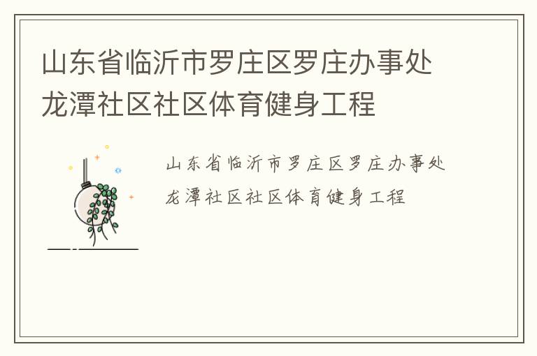 山東省臨沂市羅莊區(qū)羅莊辦事處龍?zhí)渡鐓^(qū)社區(qū)體育健身工程