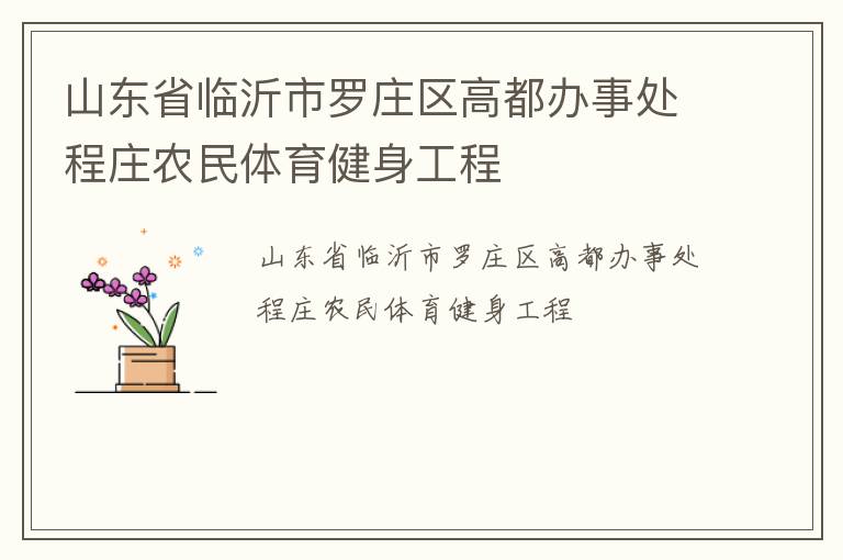山東省臨沂市羅莊區(qū)高都辦事處程莊農(nóng)民體育健身工程