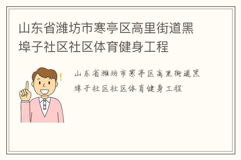 山東省濰坊市寒亭區(qū)高里街道黑埠子社區(qū)社區(qū)體育健身工程