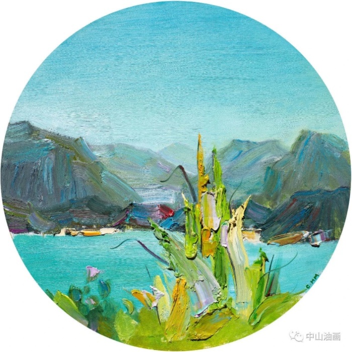 池海旻《心輕草亦香》布面油畫60cm直徑