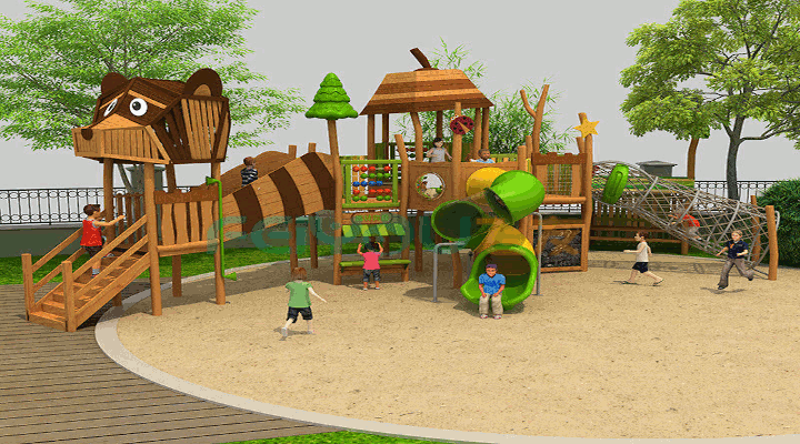 南方木制組合滑梯復(fù)古典雅是孩子們的最愛(ài)