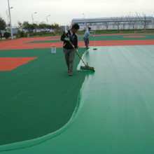 供應優(yōu)冠之星彈性塑膠球場材料施工 彈性塑膠球場材料施工硅PU球場