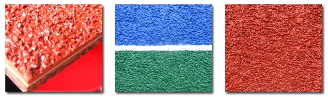 全聚氨酯實(shí)心現(xiàn)場澆注工法-混合型噴顆粒塑膠跑道